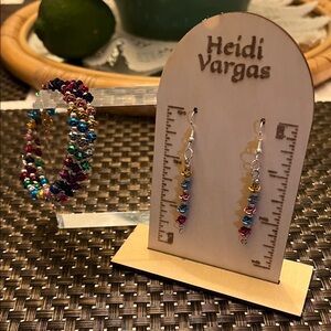 Hand Crafted Multicolor Beaded Bracelet and Earrings Set